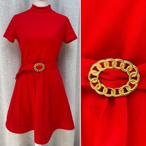 1960 Sears JR Bazaar bright red short sleeve mini a-line dress